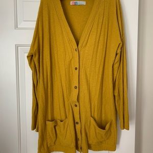 Free People Beach L Mustard Yellow Cadigan